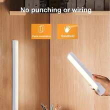 14 LED/6 LED Lámpara recargable con inducción magnética y succión para gabinete, armario, dormitorio, escalera, caravana, iluminación ambiental con detección de movimiento humano, conveniente, de material plástico duradero y diseño de moda - Blanco - Ver 4