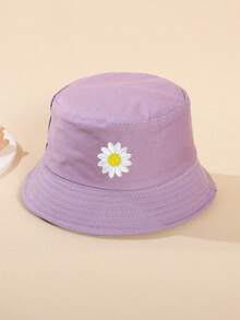 1pc Kids Fashionable Sun Bucket Hat, Versatile Sunhat For Spring & Autumn (With Embroidered Sunflower), Korean Style Children Bucket Hat, Suitable For Indoor & Outdoor Use - 1PC - View 10