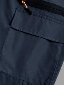 Men's Outdoor Multi-Pocket Cargo Pants, With Drawstring Waistband Design, Provides Ample Storage Space Sports - Navy Blue - View 7