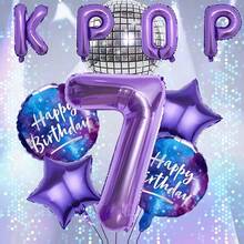 Bộ 10 bóng bay chủ đề KPOP, bóng bay số màu tím 32 inch, kết hợp với bóng bay sinh nhật màu tím và bóng bay hình ngôi sao. Lý tưởng cho trang trí tiệc sinh nhật sôi động và tạo không khí buổi hòa nhạc, trang trí tiệc và các sự kiện theo chủ đề âm nhạc (Màu sắc có thể khác nhau do ánh sáng). - Bộ 10 món màu tím số - Xem 17