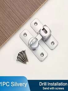 1pc Heavy Duty Security Door Lock Handle | Anti-Pry, Adjustable 90°/180° Sliding Latch | Commercial/Residential Grade Bolt Lock With Screws, Manual, Reinforced Durable Structure Suitable For Bathroom, Home - Multicolor - View 6