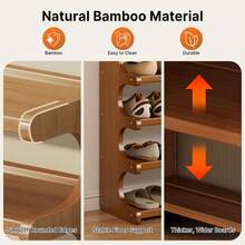 4/6-Tier Storage Rack, Space-Saving Bamboo Shoe Rack - Multi-Tier, Freestanding Storage Rack, Wood Grain Finish, Can Be Used In Various Settings Such As Front Door Entrance, Entryway, Living Room, Bedroom, Garage, Etc - 棕色六層 - 查看 3
