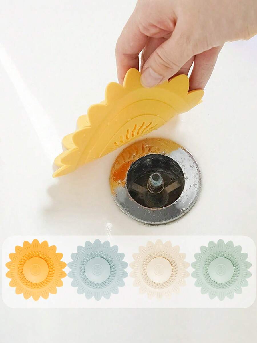 1 cái/2 cái Nắp cống hình hoa hướng dương, chống mùi hôi và côn trùng, gioăng silicon, nút chặn cống bồn rửa nhà tắm và nhà bếp để ngăn tóc và mảnh vụn làm tắc nghẽn.
