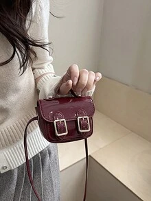 Cinto espelhado, bolsa minimalista estilo coreano, bolsa transversal quadrada retrô britânica para estudantes e uso diário. - Vermelho - Ver 2