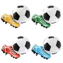 4pcs Soccer Shoe Shape Foil Balloons Football Boots Balloon Soccer Fan Gear National Team Colors Soccer Themed Birthday Party Decorations Football Party Supplies - View 2