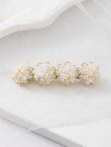 Handcrafted Pearl Shell Flower Spring Clip, Elegant Elegant Hair Clip Accessory - Multicolor - View 6