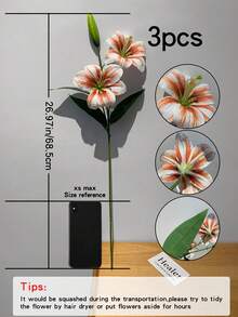 5pcs/3pcs/1pc (Pink&White) 26.97" Artificial Lily Flowers, Long Stem Artificial Stargazer Lilies With Full Bloom Lily & Tiger Bouquets For Home, Hotel, Wedding Decor, Bridal Backdrop, Bouquets, For Proposal, Valentine's Day, Halloween & Christmas, - Multicolor - View 30