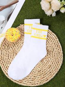 2 đôi tất dài đến bắp chân, unisex, in chữ và trái tim, chất liệu mềm mại, thoáng khí, thích hợp cho đám cưới, tiệc tùng, làm quà tặng và mặc hàng ngày. - Nhiều màu - Xem 6