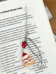 1pc Ins Cute Y2K Strawberry Cake Phone Charm - Handmade Beaded Phone Chain For Hanging, Camera Anti-Loss Chain For Travel, Bag Accent, Keychain, Apple A IrPods Pro Bluetooth Earphone Case Hanger, Holiday Gift For Women - Multicolor - View 2