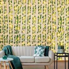1PC Fairy Lights LED Green Ivy USB Powered String Lights With 300 LEDs 8 Modes Artificial Leaf Vine Wall 3X1m 9.84x3.28ft Garden Lights For Wedding Party Christmas Bedroom Patio Holiday Decor Indoor Outdoor Hanging Garland Without Battery - warm white - 查看 7