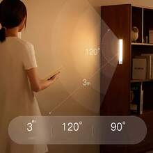 14 LED/6 LED Lámpara recargable con inducción magnética y succión para gabinete, armario, dormitorio, escalera, caravana, iluminación ambiental con detección de movimiento humano, conveniente, de material plástico duradero y diseño de moda - Blanco - Ver 5