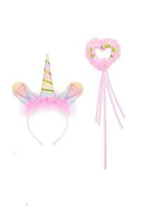 3件套独角兽服装套装 | 彩虹薄纱连衣裙和发饰 | 适合生日派对、舞蹈表演和角色扮演 - 彩色 - 查看 5