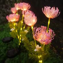 3pcs Realistic LED Solar Power Spider Lily Lights, IP44 Waterproof Outdoor Glowing Flower Stake Lights, Lifelike Texture Solar Powered Pathway Decor Lights For Garden - Red Spider Lily - View 4