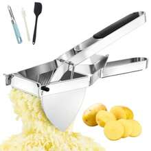 Heavy Duty Potato Ricer Large 22oz Potato Masher Stainless Steel Press and Mash Kitchen Gadget for Mashed Potatoes Spaetzle Maker with Silicone Handle - Plateado - Ver 9