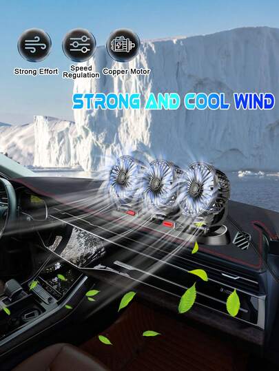 YAIUZGOO 360° Adjustable 3-Head Electric Fan, Portable Car Fan, USB Powered, Quiet Home/Office/Car Electric Fan, Auto Accessories