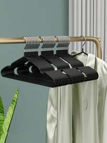 30/20/10pcs Black Non-Slip Thick Clothes Hangers With Space-Saving Design, Velvet Coating Storage Solutions For Bedroom Organization, Perfect Closet Hanging Accessories, Home Supplies For Easy Clothing Management, Durable Wardrobe Storage Rack, Stylish Space Organization Tool - Black - View 8