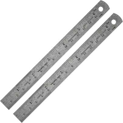 Pacific Arc 6 Inch Stainless Steel Ruler With Inch/Metric Conversion Table, 2 Pack