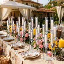 10pcs 6 Arm Romantic Candelabras,26.8Inch Clear Candlestick Holder For Wedding, Party, Dining Table, Halloween, Christmas, Anniversary Decor Mother's Day Decorations(Not Included LED Candles) - Acrylic trong suốt - Xem 8