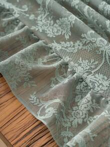 1pc Solid Color French Style Peony Ruffled Tablecloth, French Luxury Lightweight Lace With Ruffle Decor, Suitable For Dining Room, Coffee Table, Living Room, Bedroom, Kitchen, Party, Picnic, Wedding - Green - View 10
