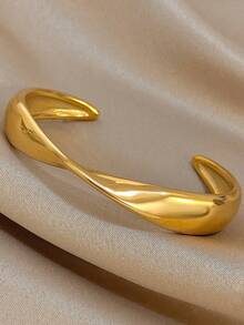 18K Gold Plated Stainless Steel Edgy Cuff Bangle Bracelets Set With Multicolor Zirconia For Women, Wear On Wrist, Not Arm, Textured Boho Stackable Bangles, For Valentines, Party, Gala, Daily, Dating, Mardi Gras, New Years, Wedding, Beach, Christmas Anniversary, Elegant Mom Gift Boho Jewelry Birthday Bridesmaid Gift - Multicolor - View 11