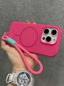 Ốp lưng điện thoại silicon mềm cao cấp, hỗ trợ sạc không dây từ tính, chống sốc, có dây đeo, phù hợp với 17 Pro Max/16 Pro Max/15 Pro Max/17 Pro/17/16/15/14/13/12/11 - Phốt pho - Xem 2