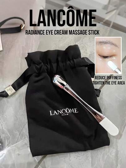  Barra de masaje para ojos Radiance de LANCÔME, rodillo de enfriamiento físico de aleación fría, reduce la hinchazón y reafirma el área de los ojos, con bolsa de seda negra, herramienta de belleza antienvejecimiento para el rostro, cuello y cuidado de los ojos, perfecto para mujeres, cuidado diario de la piel y como regalo, accesorio de cosmética de lujo