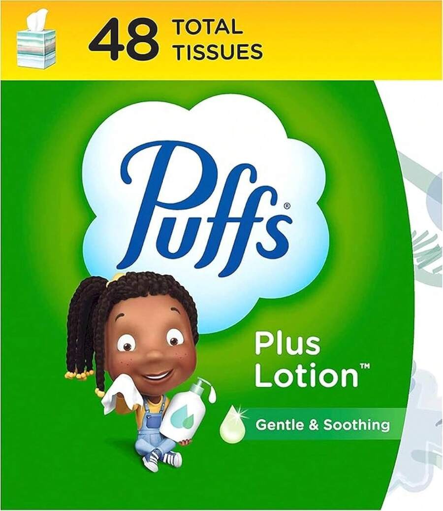 Puffs Plus Lotion Tissue, 1 Cube Box, 48 Tissues Per Box - 48 Count (Pack Of 1) - View 1
