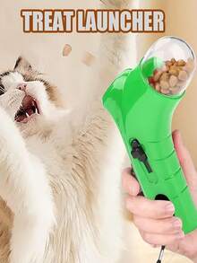 An Interactive Cat Treat Launcher - A Fun Handheld Feeding Toy Suitable For Cats And Small Dogs, Designed In Green And White With A Transparent Food Storage Container, Perfect For Training, Playtime, And Fun On The Go, A Cat Toy, Without Battery - Multicolor - View 2