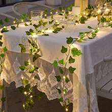 1PC Fairy Lights LED Green Ivy USB Powered String Lights With 300 LEDs 8 Modes Artificial Leaf Vine Wall 3X1m 9.84x3.28ft Garden Lights For Wedding Party Christmas Bedroom Patio Holiday Decor Indoor Outdoor Hanging Garland Without Battery - warm white - 查看 2