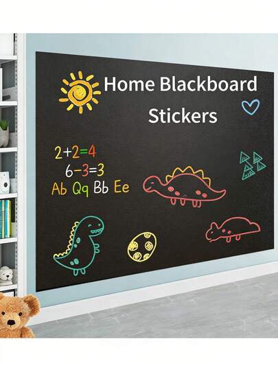 1卷可拆卸黑板壁纸，自粘乙烯基可拆卸黑板壁纸，五色粉笔，耐用干擦壁纸，留言板，适用于办公室、学校和家庭