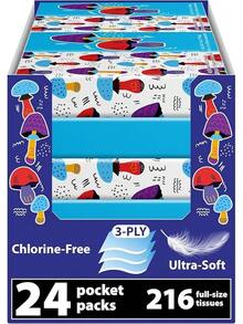 Travel Tissue Packs – 8 Compact 3-Ply Packs (72 Total), Soft Chlorine-Tissues Purse, Car, Or, Gentle & Durable, Non-Bleach, Stylish Geometric Design - 菇 - 查看 12