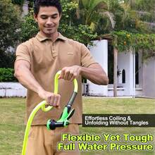 LOVFEN 25/50/75/100/150ft Garden Hose Kit, 10-Function Nozzle Sprayer, No-Kink & Leak-Proof Rubber Hose, Drinking Water Compatible, Multi-Purpose For Watering, Car Washing & Pet Bathing, Essential Gardening Tool - Upgraded Version - View 5