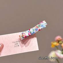4pcs Floral Fabric Bow Hair Clips, Bangs Hairpins, Cute & Sweet Side Clips - Multicolor - View 7