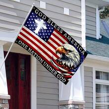 God Bless America Patriotic Flag - 5x3 Feet Durable Polyester With UV Protection And Brass Grommets, Suitable For Indoor And Outdoor Decor - B - 查看 1