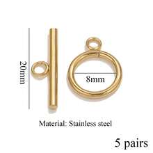 Ensemble de 5 pièces de fournitures de fabrication de bijoux DIY, collier et bracelet avec fermoir anneau rond à la mode en acier inoxydable plaqué or 18K - Multicolore - Voir 9