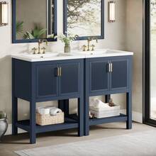 Tribesigns 24" Bathroom Vanity Set With Ceramic Sink,Freestanding Bathroom Storage Cabinet  For Small Space, Waterproof Bathroom Accessories With 2 Doors & 1 Open Shelf,Painted Surface,Navy Blue - 海軍藍 - 查看 11