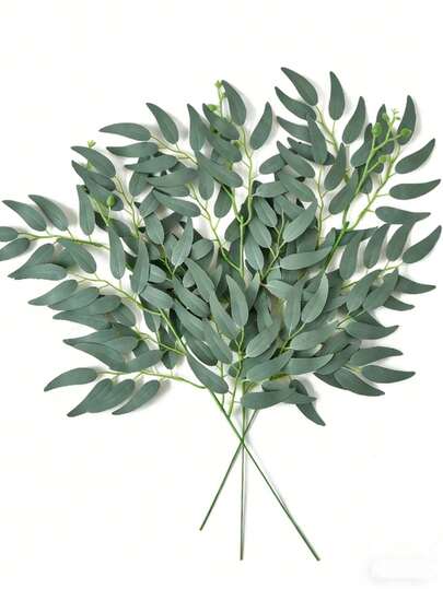 5/10/20pcs Artificial Italian Ruscus Green Plant Branches, 19.7 Inch Fake Willow Leaf Branches, Artificial Green Leaves Spray, Suitable For Wedding Bouquets, Arch Decor, Tabletop Decor, Vase Filler, Home Decor Gifts, Birthday Graduation Ceremony And More, Faux Plants