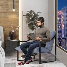 1pc/2pcs Modern Accent Chair, Metal Frame Reading Chair with Armrest and Soft Foam Cushion Decorative Chair, 280 Lbs Upholstered Sling Chairs for Living Room, Bedroom and Lounge - 2 piezas - Ver 3