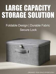 1 Pack Extra Large Collapsible Storage Box – Reinforced Handles, Full Zipper, Upgraded Lock – Cationic Fabric + Waterproof + PP Board – Bedding & Toy Container For Bedroom Living Room – Modern Solid Rectangle - Multicolor - View 10