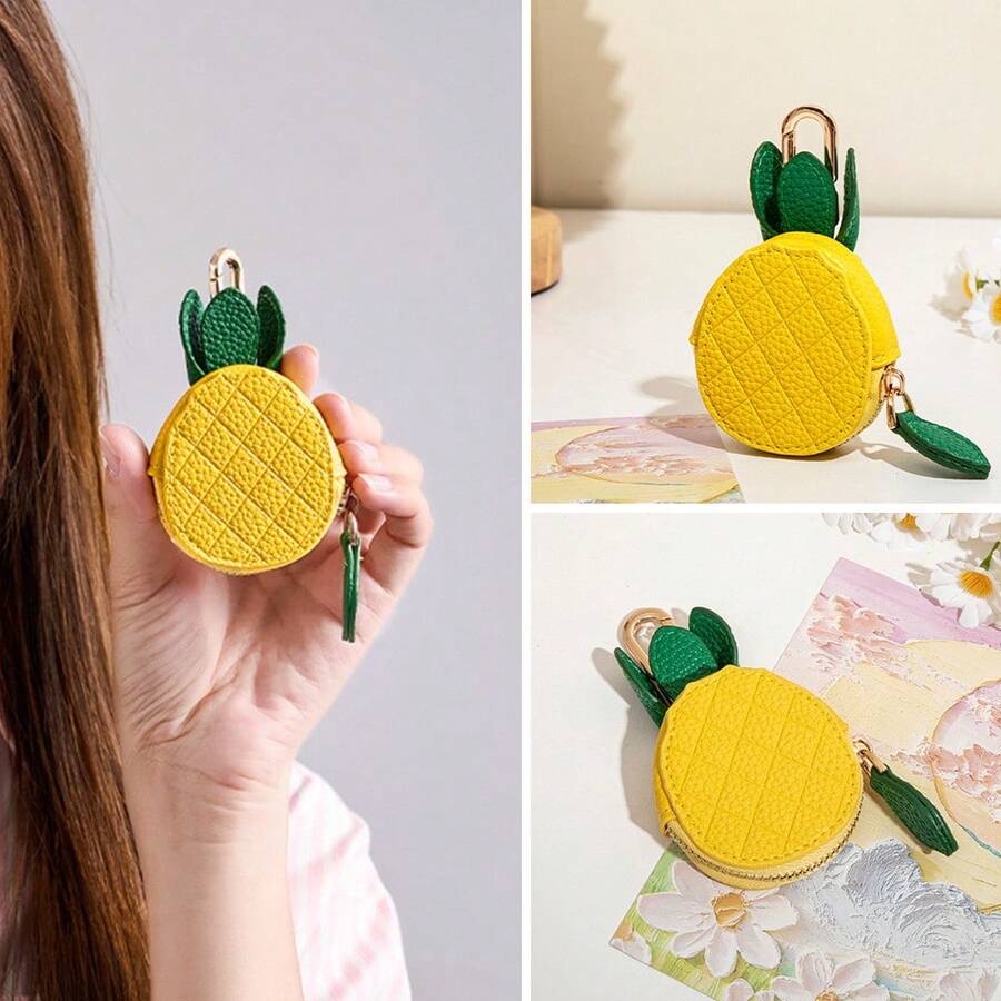 CHARM INFINITE Cute Pineapple Pendant Mini Coin Purse Women Portable Keychain Bag Small Pendant Wallet Card Holder