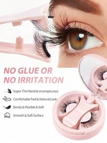 MAANGE Mother's Day Gift 1 Set Reusable Magnetic Eyelashes With Eyelash Curler, Natural Look Without Glue, Easy To Wear And Remove, 3D Soft Curly Fluffy Faux Lashes - Natural Lashes - View 8