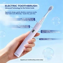 HYUNDAI UV Sterilization Electric Toothbrush, 4 Modes Deep Clean, Rechargeable, White/Purple - Mauve Purple - View 9