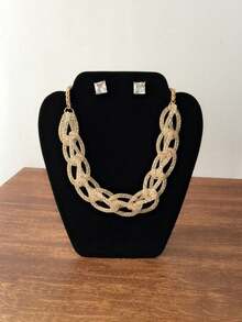 1pc Black Flocked Earring & Necklace Display Stand, Jewelry Organizer - Black - View 10