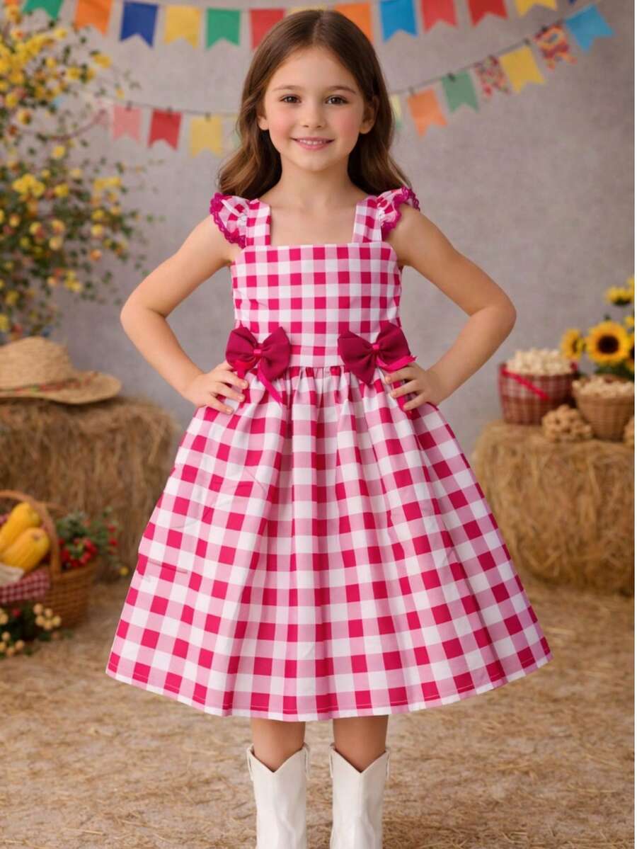 Children's Dress For June Party, Plaid, Off-The-Shoulder, , Adjustable Lastex, Round Ruffle Skirt, Charming Look, Modern, Country Themed Clothing, Loose Look, Comfortable, Lightweight Fabric, Flexible Modeling, Perfect Fit, Ideal, Quadrilha, School, Events, Monthiversary, Photo Shoot, Typical São João Party, Cheerful Look, Current Style, Fashionable Girl, Well-Finished Clothing, High Quality, Soft Touch, Free Movement, Guaranteed Comfort, Timeless Piece, Classic Style, Commemorative Clothing, Charming Girl's Clothing, Traditional Print, Cultural Clothing, Sophisticated Children's Clothing, Delicate Look, Versatile Clothing, June Party Clothing, Elegant Girl, Made With Careful Details, Colorful Look, Inspired By June Traditions, Clothing That Values Comfort, Freedom Of Movement, Impeccable Appearance, Ideal Gift, Charming Girls - Màu Hồng Tươi - Xem 1