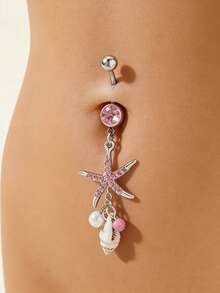 1 chiếc khuyên rốn hình sao biển có vỏ, thích hợp để đeo hàng ngày và đi nghỉ mát ở bãi biển. - Nhiều màu - Xem 7