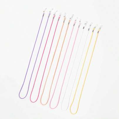 6条纯色中性风格眼镜链，女士时尚眼镜链，老花镜链，防掉落挂绳，眼镜绳，硅胶防滑眼镜配件，适合旅行和户外运动。