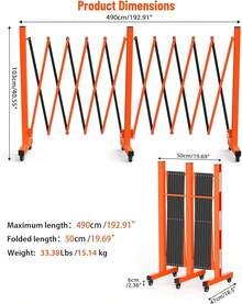 Portable Expandable Folding Gate – Heavy Duty Yellow Steel Expandable Barricade With 360° Locking Castors, Foldable Middle Section Temporary Driveway Gate - H - View 1