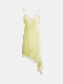 DEEKA Summer New Arrival Women's Dress, European And American Fashion Minimalist Sexy Asymmetric Lace Dress Elegant - Yellow - View 5