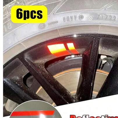 6 piezas Pegatinas personalizadas rojas para el cubo de la rueda del coche, pegatinas decorativas para la rueda del coche, pegatinas de modificación impermeables, universales para todos los modelos de coche