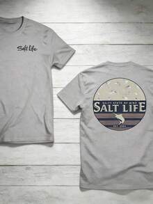 The "Salt Life" T-Shirt, Featuring A Print Of Near-Shore Fish, Is Ideal For Ocean Lovers And Beach Adventurers. Print Y2K Crew Neck T Shirt For Women, Holiday, Vacation, Spring, Festival,Graphic Tees,Vintage T Shirts,Free Shipping,100% Cotton - 灰色 - 查看 3